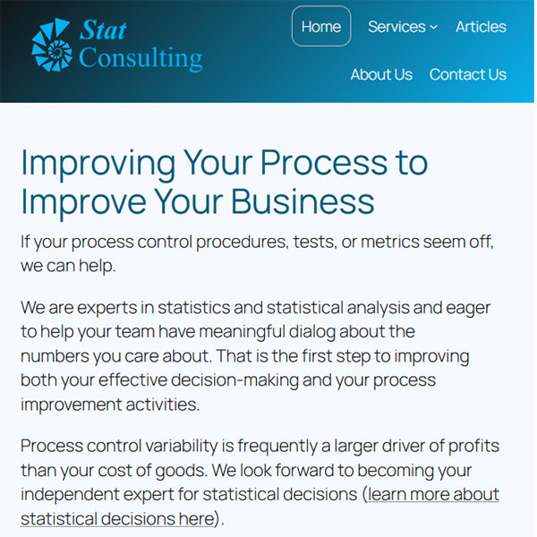 front page of statistical decisions website